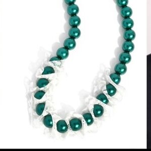 Paparazzi Green Pearl Necklace with Lace Accent Distinguished Desire Fashion